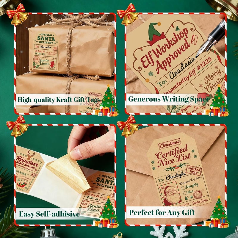 Trazzo Christmas Santa Gift Tags Self-Adhesive Stickers – Holiday Santa to from Gift Tag Stickers, Christmas Name Tags, Christmas Decorations for Gifts, Festival Label Wrapping, 200 PCS, 2 x 3 Inch - Image 4